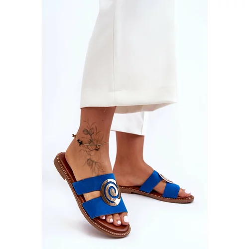 Kesi Fashionable slippers with mirror decoration blue Deep Breath