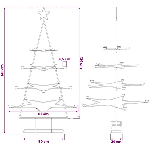  Metalno ukrasno božićno drvce crno 140 cm Slike