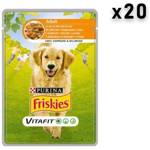 Friskies vlažna hrana za odrasle pse, govedina i šargarepa, žele, 20x100g Slike