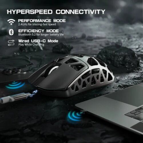 Attack Shark bežični gaming mi&amp;scaron; R3 PAW3395/Magnesium/Superlight/8KHz pooling/silver gray Slike