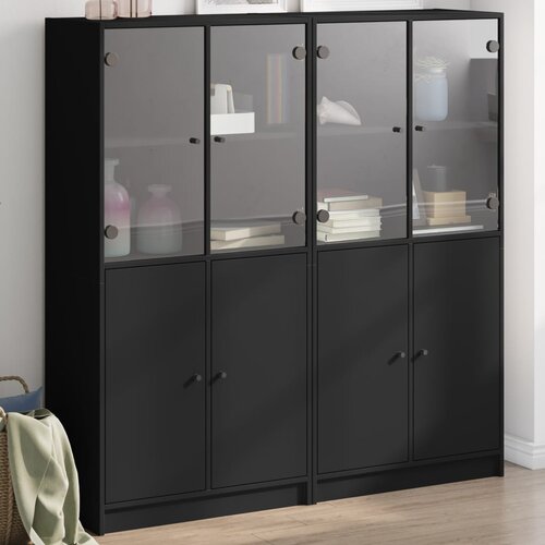 vidaXL Regal za knjige s vratima crni 136x37x142 cm konstruirano drvo Cijene
