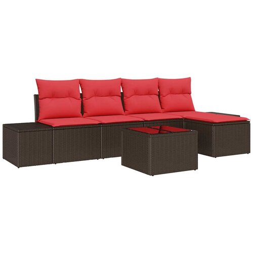 vidaXL Vrtna sedežna garnitura z blazino 6 pcs Rjava in rdeča, (5000022323) Cene