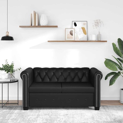  Dvosjed Chesterfield od umjetne kože crni Cijene