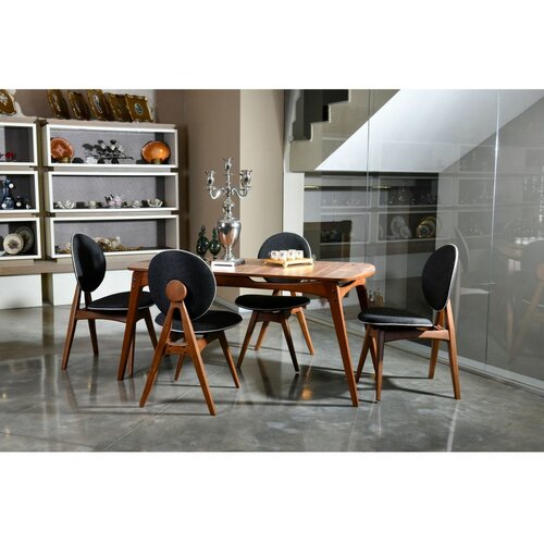 Woody Fashion trpezarijski sto i stolice Touch Wooden Anthracite Slike