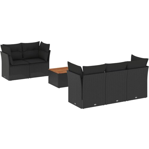 Maison Chic Seti vrtnega pohištva - Vrtna garnitura - Vrtni pohištvo set 6-delna z blazinami črna poli ratan, (21807826) Cene