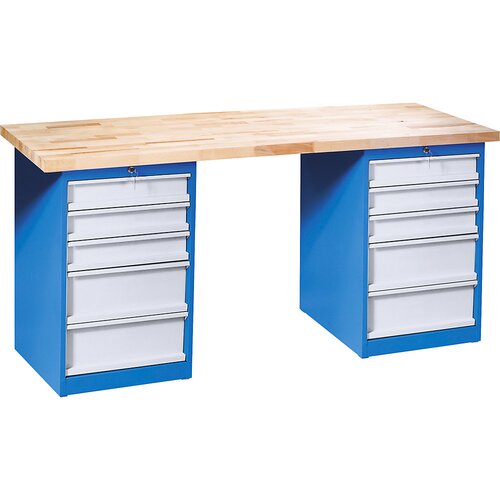  Modularna delovna miza, 2 stoječi omarici s po 5 predali, širina 1700 mm Cene
