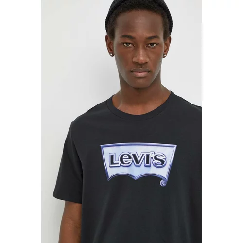 Levi's Bombažna kratka majica moški, črna barva