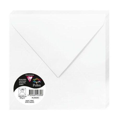 Clairefontaine kuverte Pollen 165x165mm 120gr bijele 1/20 Slike