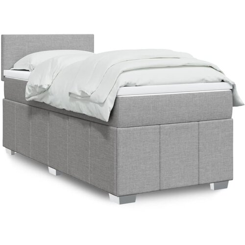vidaXL Box spring postelja z vzmetnico svetlo siva 90x190 cm blago Cene