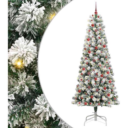VidaXL Umjetno božićno drvce s nogom Zelena i bijela 240 cm PVC Slike