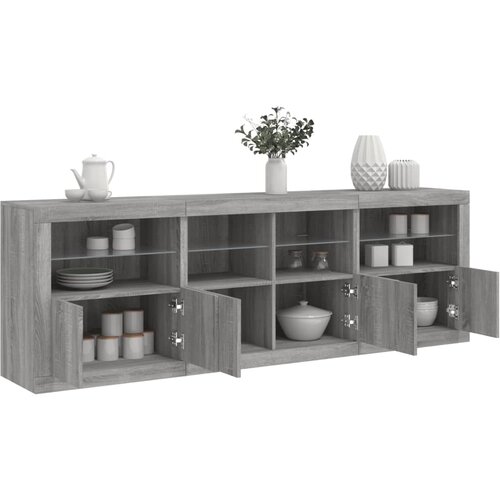 The Living Store Komoda z LED lučkami siva sonoma 202x37x67 cm - Komoda, (21661370) Cene