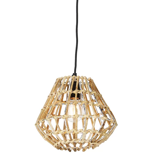 QAZQA Podeželska viseča svetilka iz bambusa z belo barvo - Canna Diamond