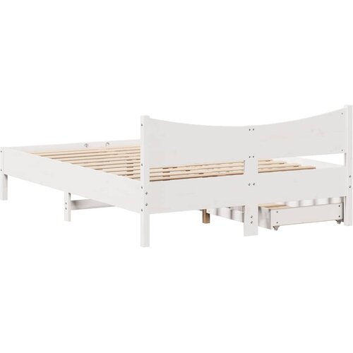  Okvir za krevet s ladicama bijeli 135 x 190 cm od borovine Slike