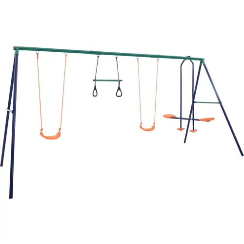 vidaXL Komplet gugalnic z gimnastičnima obročema in 4 sedeži iz jekla, (20795468)