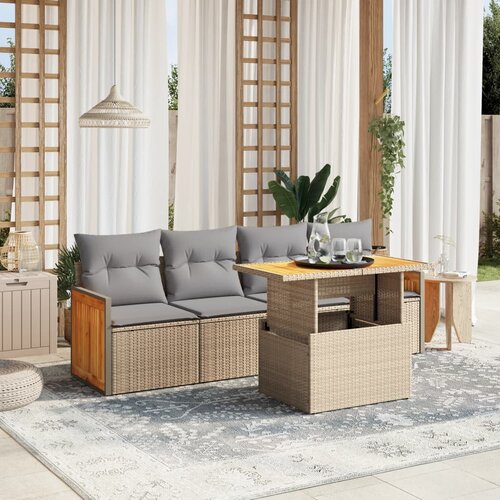  5-dijelni vrtni set sofa s jastucima bež od poliratana Cijene