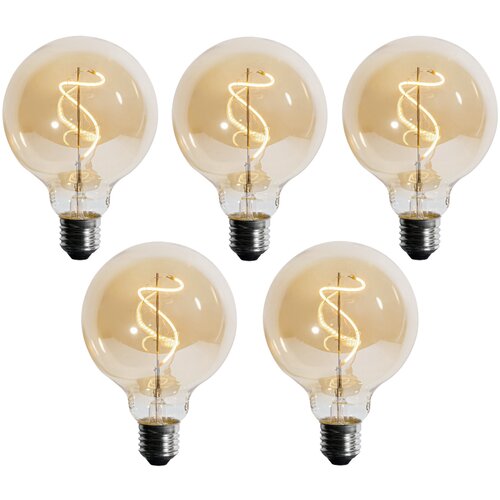 LUEDD Komplet 5 E27 zatemljiva LED spiralna žarnica G95 4W 270lm 2700K Cene