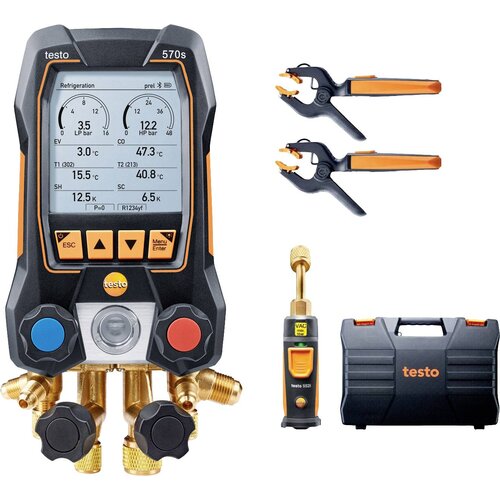testo 570s pametni vakuumski set - Pametni digitalni razdjelnik s bežičnim vakuumskim i temperaturnim sondama sa stezaljkama mjerač za rashladno sredstvo 570s-Set Cijene