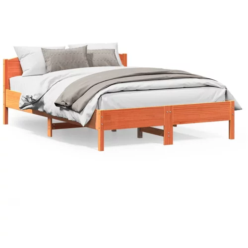  Okvir kreveta s uzglavljem voštano smeđi 120x200 cm od borovine