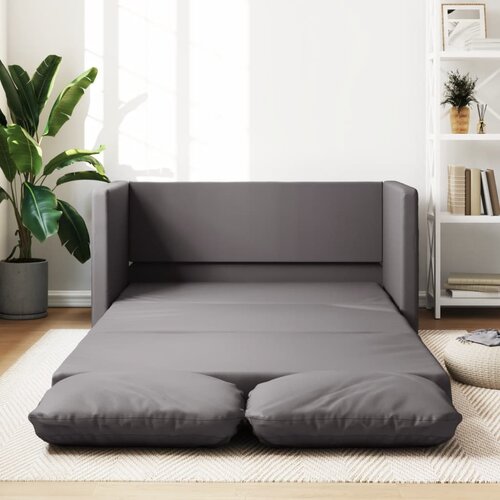 vidaXL Talni raztegljiv kavč 2 v 1 siv 112x174x55 cm umetno usnje Cene
