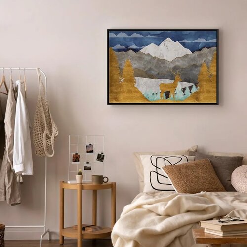  Slika - Golden Land (1 Part) Wide 120x80 U crnom drvenom okviru Cene