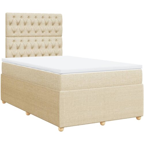 vidaXL Box spring postelja z vzmetnico krem 120x200 cm blago, (21305858) Cene