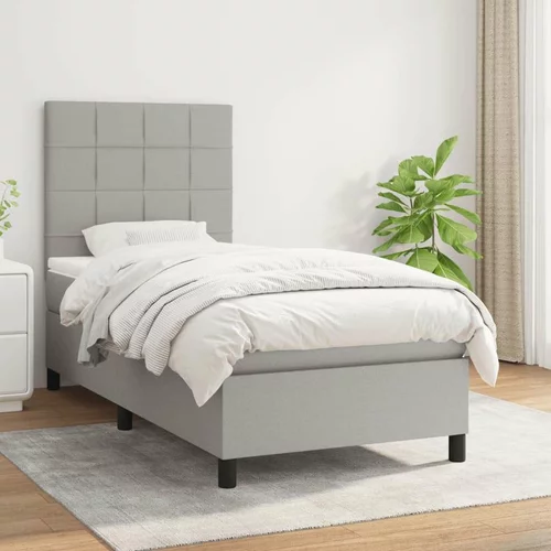  Box spring postelja z vzmetnico svetlo siva 80x200 cm blago, (20791279)
