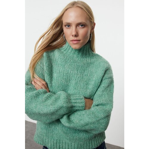 Trendyol Mint Wide Fit Soft Textured Basic Knitwear Sweater Slike