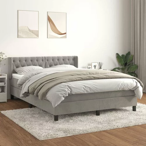  Box spring postelja z vzmetnico svetlo siva 140x200 cm žamet, (20790057)