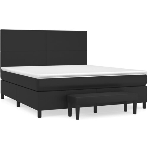 VidaXL Box spring postelja z vzmetnico črn 160x200 cm umetno usnje, (20930342) Slike
