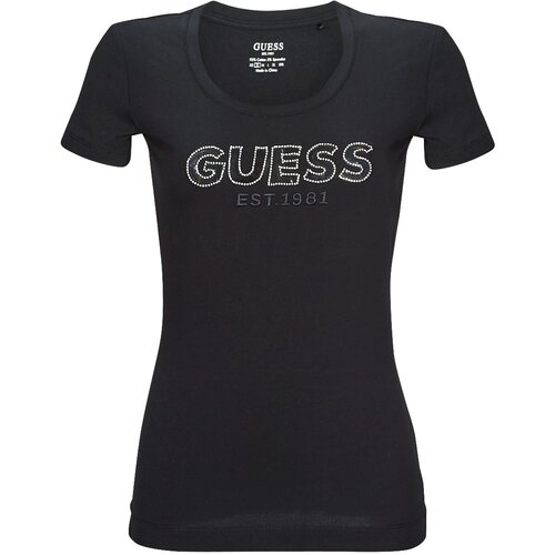 Guess Majice s kratkimi rokavi SS RN MESH LOGO TEE Črna Slike