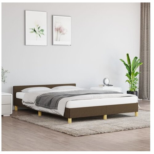  Posteljni okvir z vzglavjem temno rjav 140x190 cm blago Cene