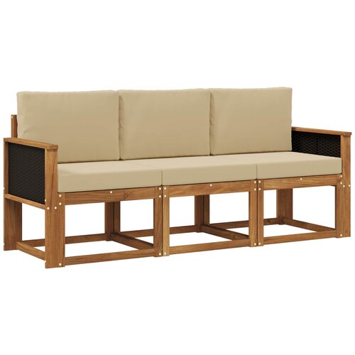vidaXL Zunanja garnitura za sedenje z blazino 3 pcs Naravna, (5000281647) Cene