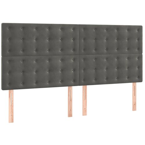 Maison Chic Posteljno vzglavje - Vzglavna omarica 4 kosa temno siv 100x5x78/88 cm žamet, (22078107) Cene