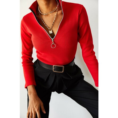 XHAN Women's Red Camisole Zipper Blouse Slike