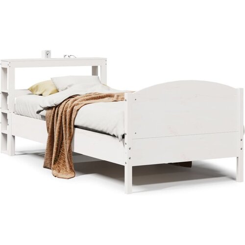 vidaXL Posteljni okvir brez vzmetnice bel 75x190 cm trdna borovina Cene