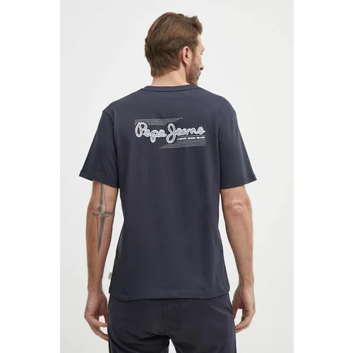 PepeJeans Bombažna kratka majica SINGLE CLIFORD moška, mornarsko modra barva, PM509367