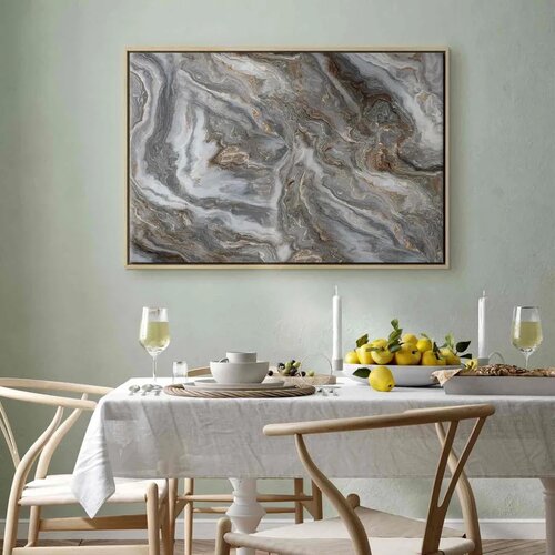  Slika - Stone abstractions &amp;ndash; marble structures in neutral shades 90x60 U prirodnom drvenom okviru Slike