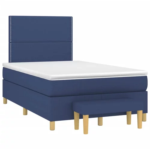 vidaXL Box spring postelja z vzmetnico modra 120x190 cm blago, (21111361)