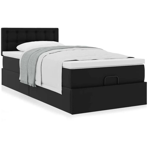 VidaXL Otomanski okvir kreveta s madracem crni 90x190 cm umjetna koža Slike