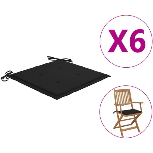 vidaXL Jastuci za vrtne stolice 6 kom crni 40 x 40 x 3 cm od tkanine