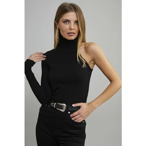 Cool & Sexy Women's Black Turtleneck Single Sleeve Camisole Blouse