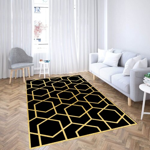 Conceptum Hypnose Tepih CG_66, Pravougaoni, 120 x 180 cm, Crna i zlatna boja Cene