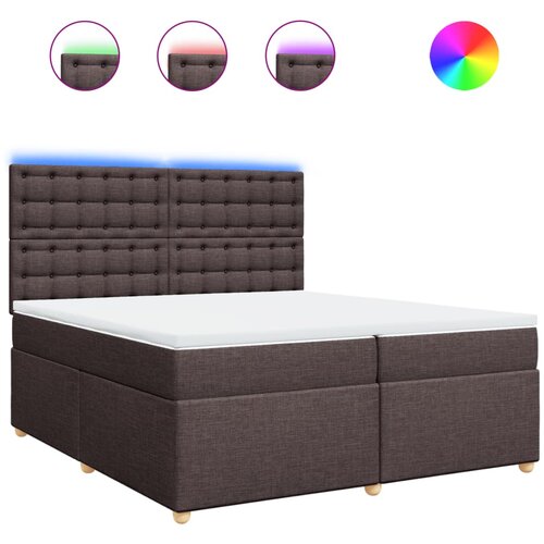 VidaXL Krevet s oprugama i madracem tamnosmeđi 200x200 cm od tkanine Slike