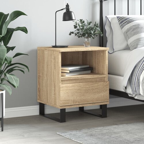 VidaXL Nočna omarica sonoma hrast 40x35x50 cm inženirski les Slike