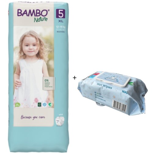Bambo pelene nature eco-friendly 6 a40 + love&care vlažne maramice, 100 komada Slike