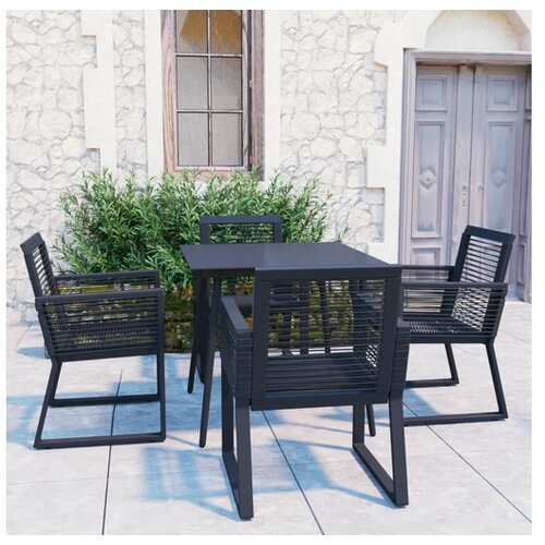  5-dijelni vrtni blagovaonski set od PVC ratana crni Cijene