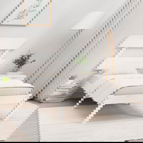 The Living Store Posteljni okvir bel iz trdnega lesa 90x200 cm - Posteljni Okvir, (21529199) Slike
