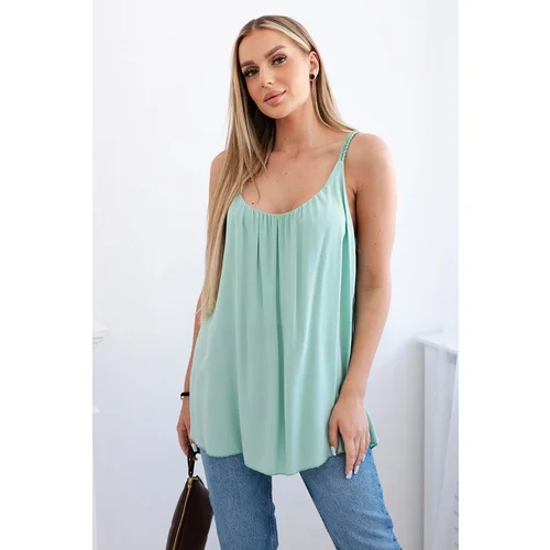 Kesi Viscose blouse with straps dark mint