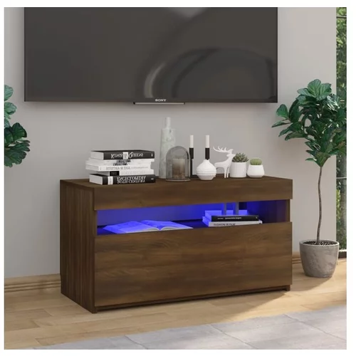  TV omarica z LED lučkami rjavi hrast 75x35x40 cm