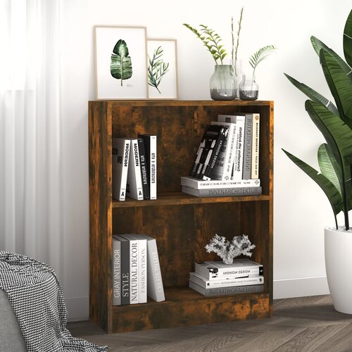 VidaXL knjižna omara dimljeni hrast 60x24x74,5 cm konstruiran les Slike